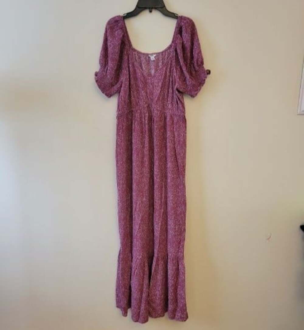 Sonoma Maternity Womens Maxi Dress Red floral Puff Sleeve sz SMALL